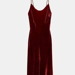 Zara Velvet Backless Burgundy Slip Dress
